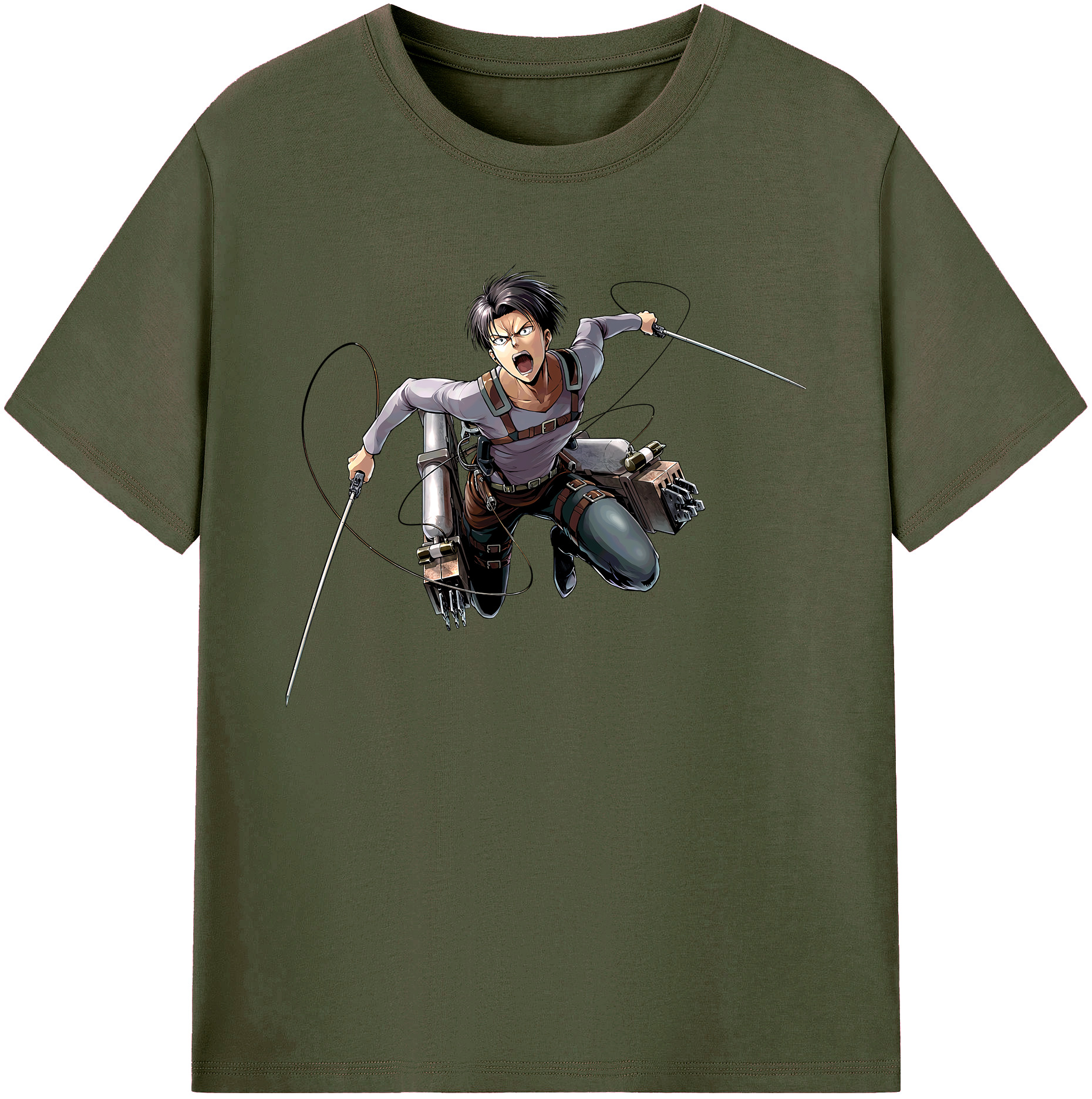 （画像用） 進撃の巨人 リヴァイ·アッカーマン Attack on Titan Levi Ackerman 綿100％ メンズ半袖Tシャツ｜肌触りやわらか＆通気性